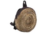 Mochila redonda de palma con cremallera camel